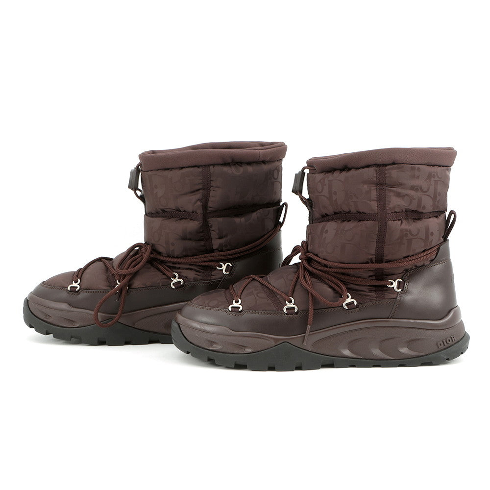 Dior Oblique Mirage Snow Boots Peter Doig Collaboration Brown3BO267ZLP Nylon Leather Size 41