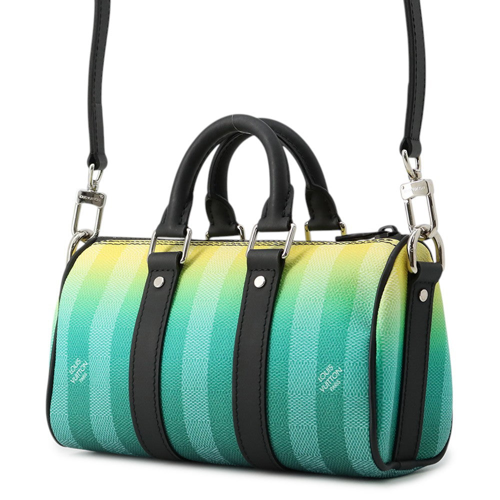 LOUIS VUITTON Keepall Green/YellowM59949 Damier stripe Size XS