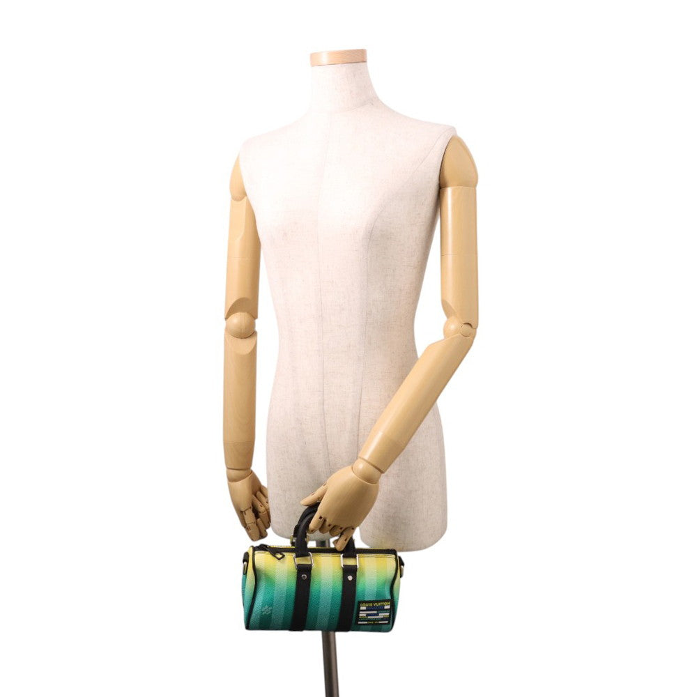 LOUIS VUITTON Keepall Green/YellowM59949 Damier stripe Size XS
