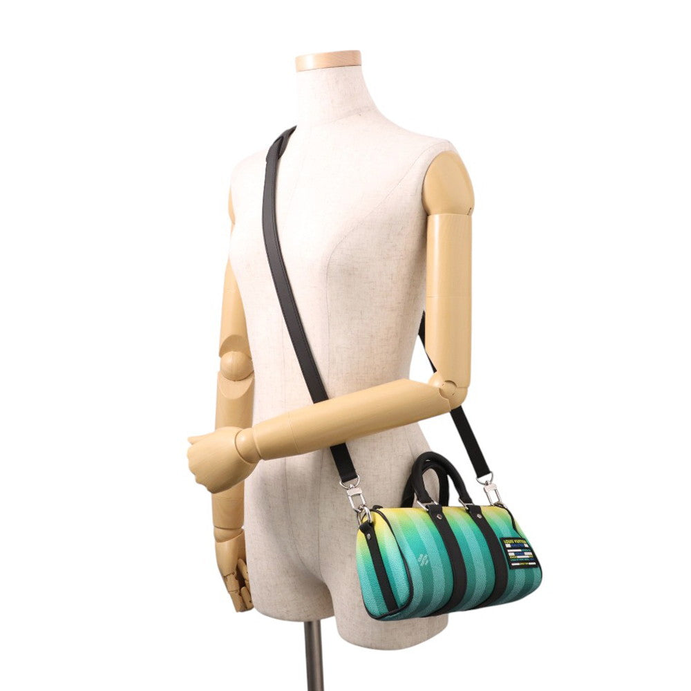 LOUIS VUITTON Keepall Green/YellowM59949 Damier stripe Size XS