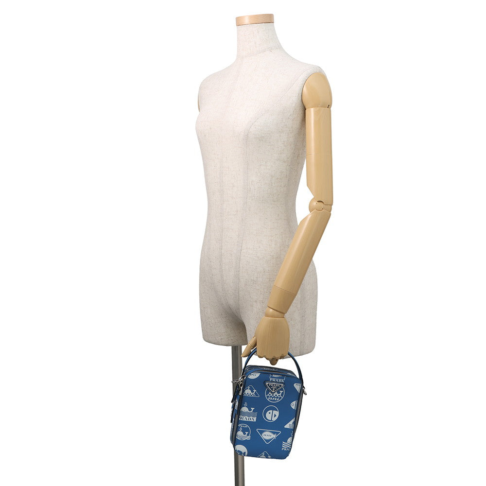 PRADA Marine print 2-way bag Blue/White2VH067 Leather