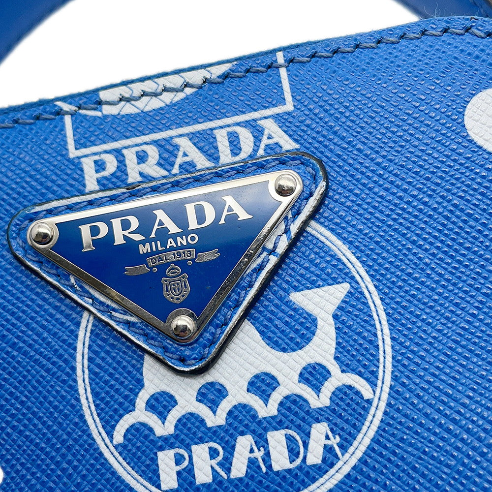 PRADA Marine print 2-way bag Blue/White2VH067 Leather