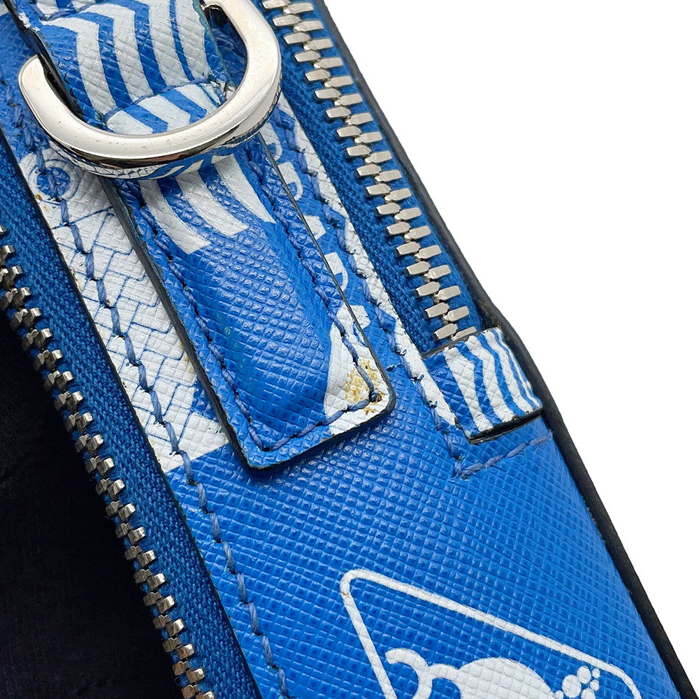 PRADA Marine print 2-way bag Blue/White2VH067 Leather
