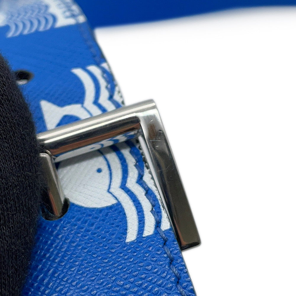 PRADA Marine print 2-way bag Blue/White2VH067 Leather