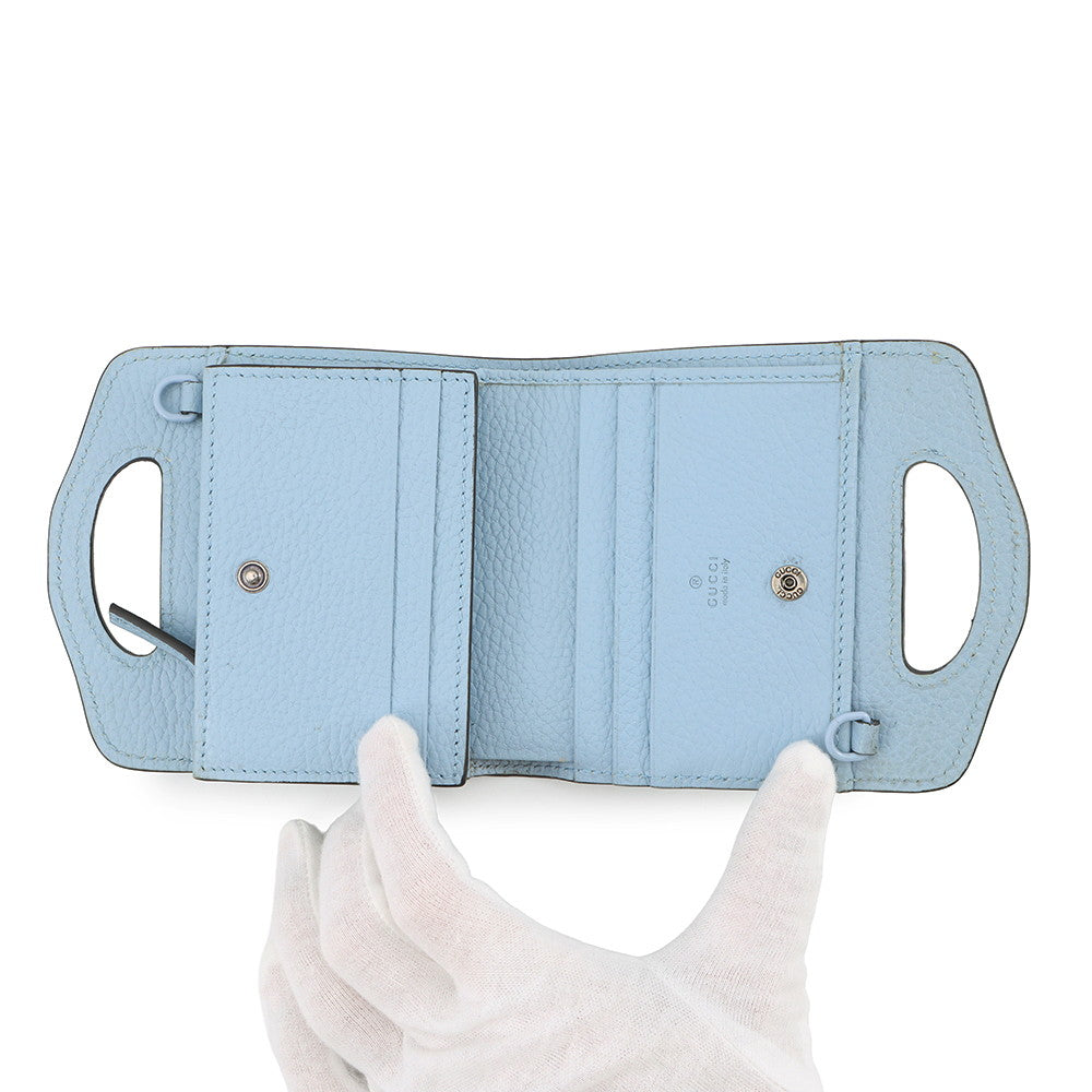 GUCCI Double G Chain wallet Light Blue701074 Leather