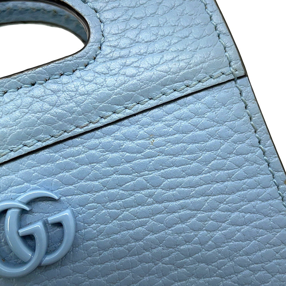 GUCCI Double G Chain wallet Light Blue701074 Leather