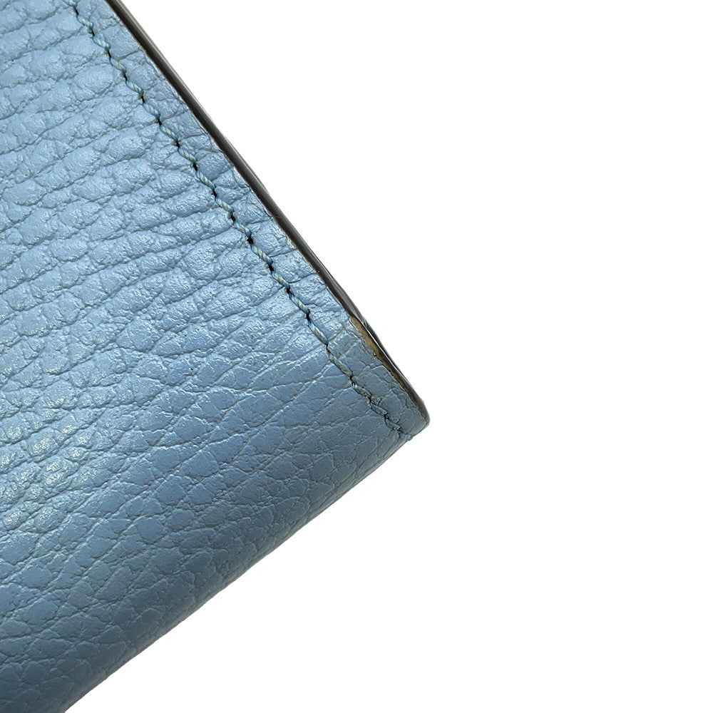 GUCCI Double G Chain wallet Light Blue701074 Leather