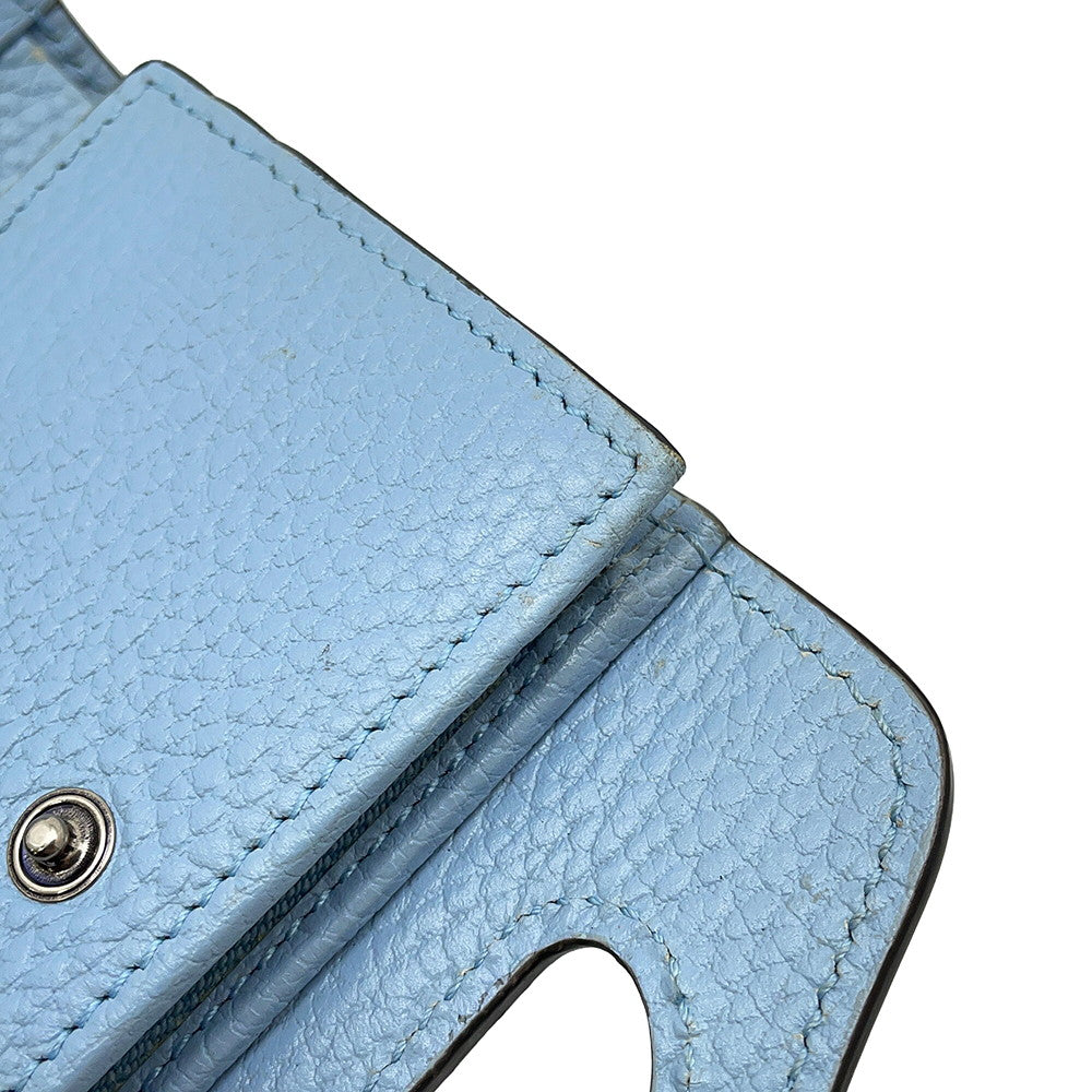 GUCCI Double G Chain wallet Light Blue701074 Leather