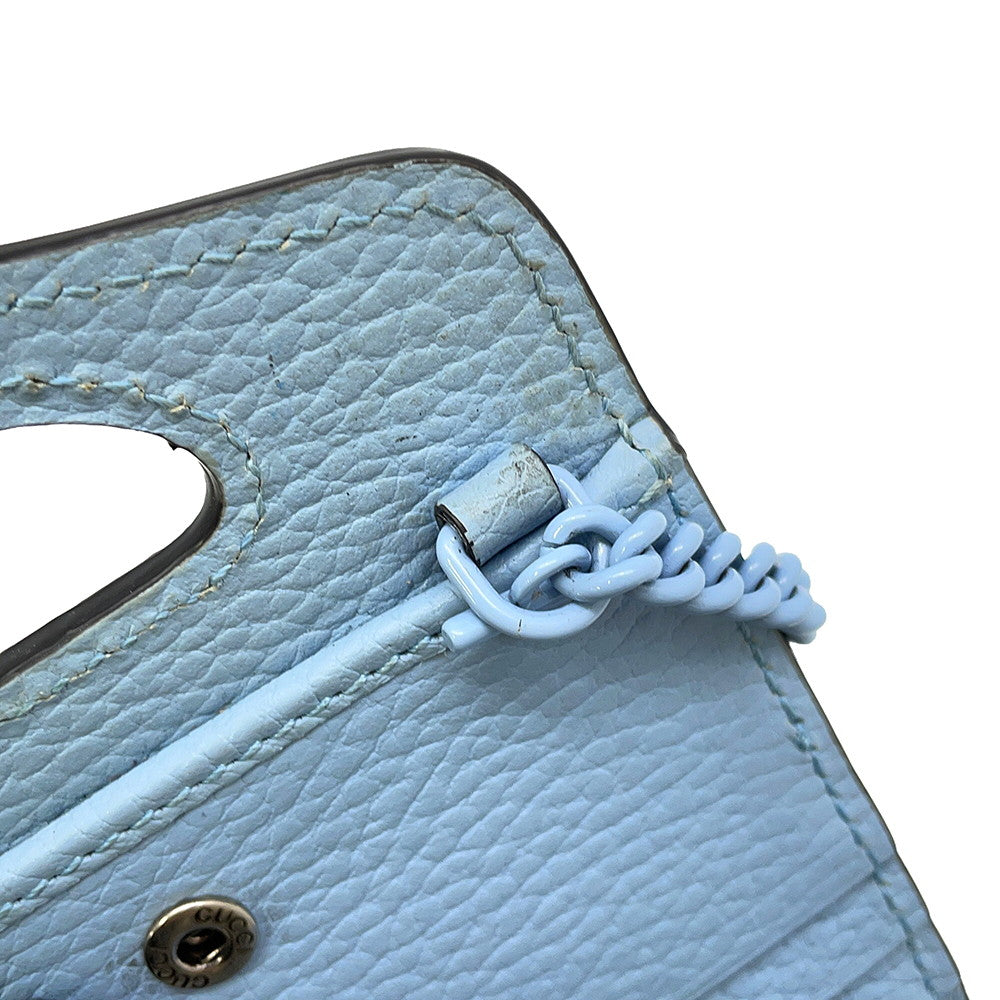 GUCCI Double G Chain wallet Light Blue701074 Leather