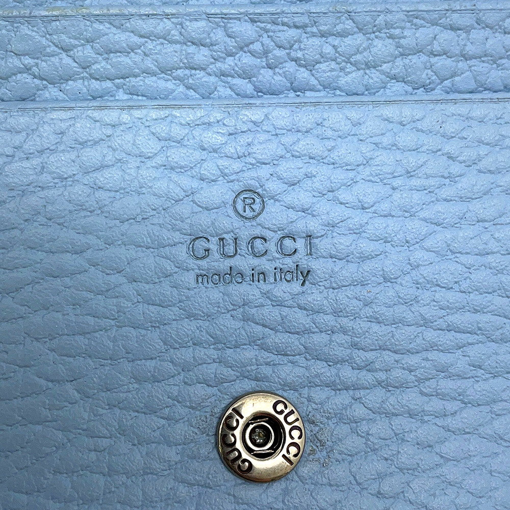 GUCCI Double G Chain wallet Light Blue701074 Leather