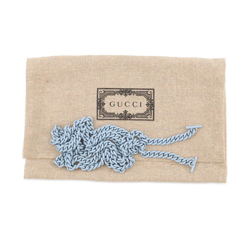 GUCCI Double G Chain wallet Light Blue701074 Leather