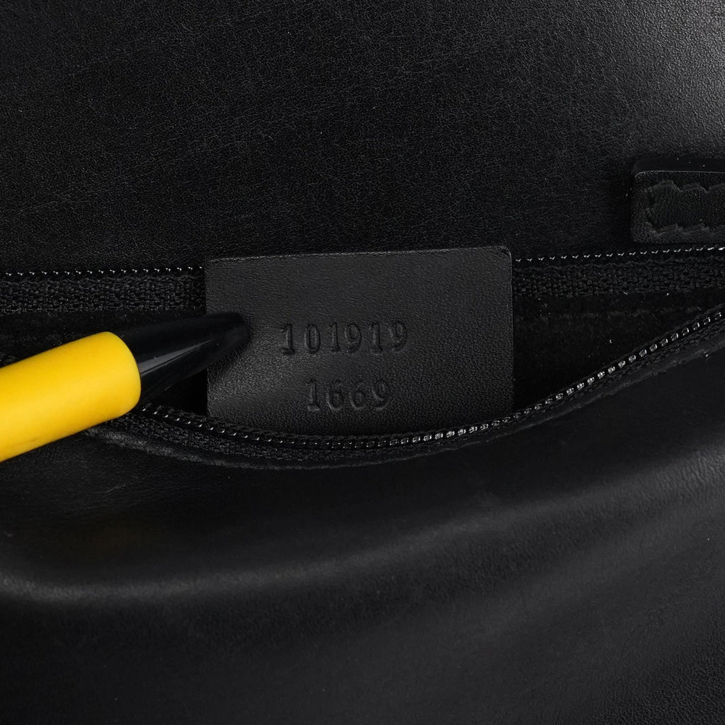 101919 Black Leather Ring Handle Tote Bag