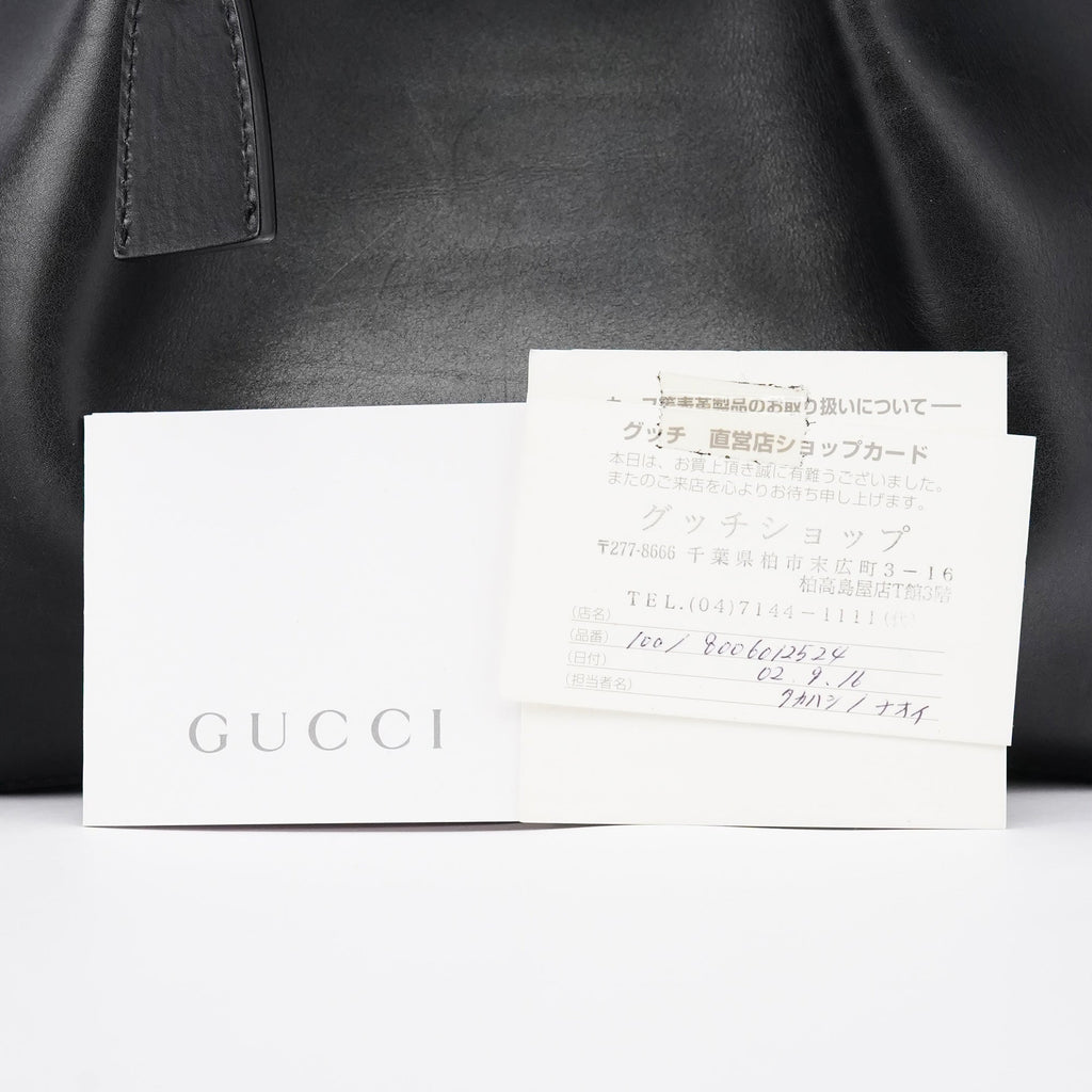 101919 Black Leather Ring Handle Tote Bag