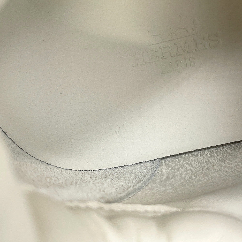 HERMES Bounce Sneakers White Suede Nylon Size 40.5