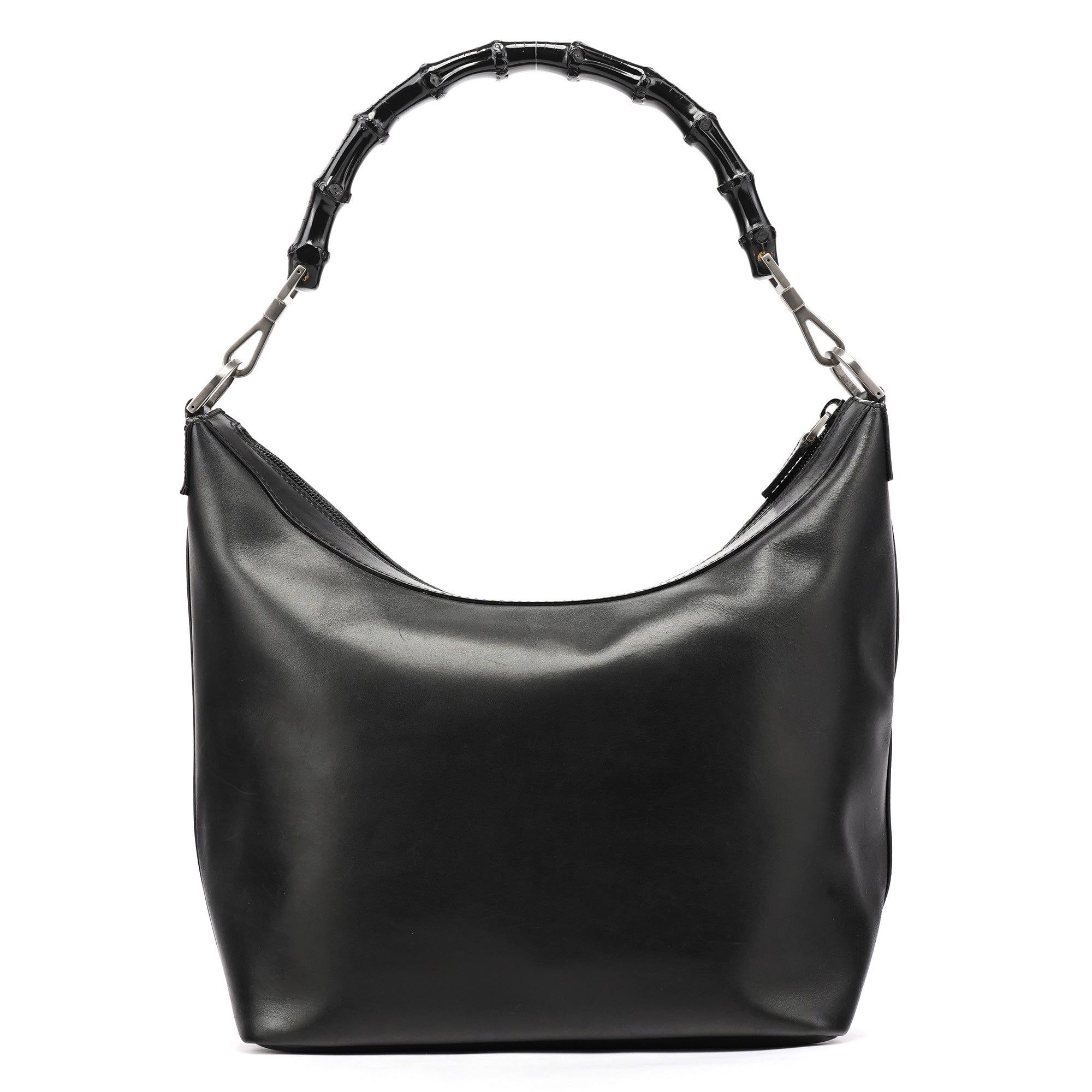 000 0531 Black Leather Bamboo Shoulder Bag
