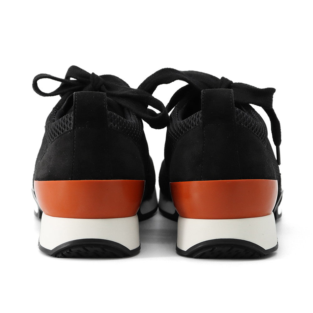 HERMES Starter Sneakers Black Leather Fabric Size 37.5