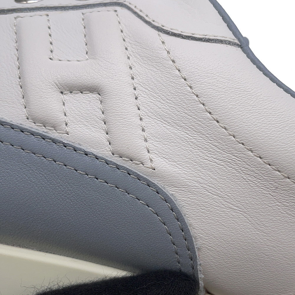 HERMES Trail Sneakers White/Blue/Pink Leather Size 37.5