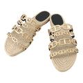 HERMES Ancorne Sandals Gold Leather Size 38
