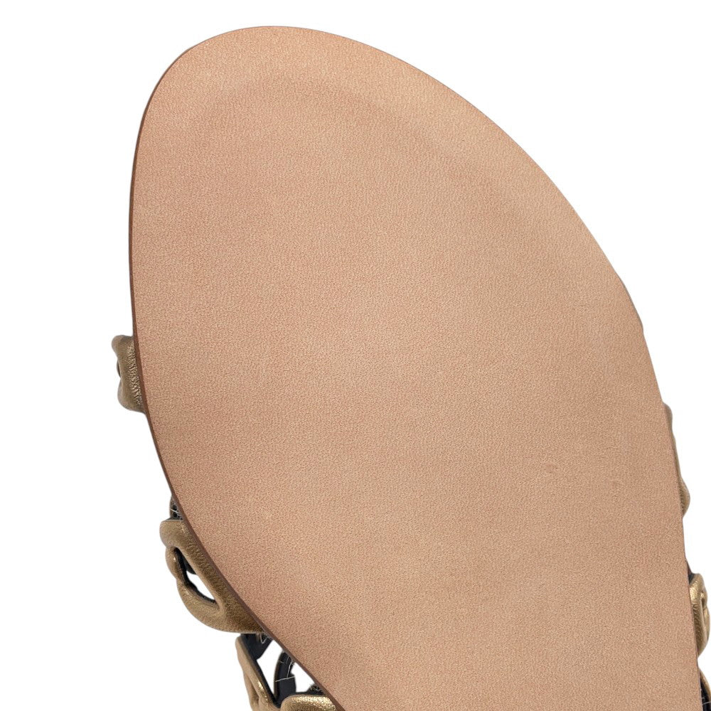 HERMES Ancorne Sandals Gold Leather Size 38