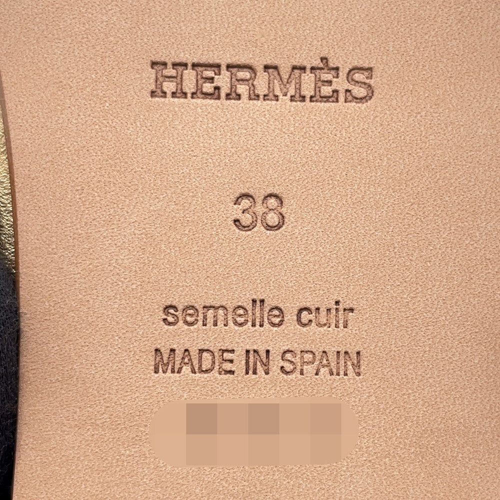 HERMES Ancorne Sandals Gold Leather Size 38