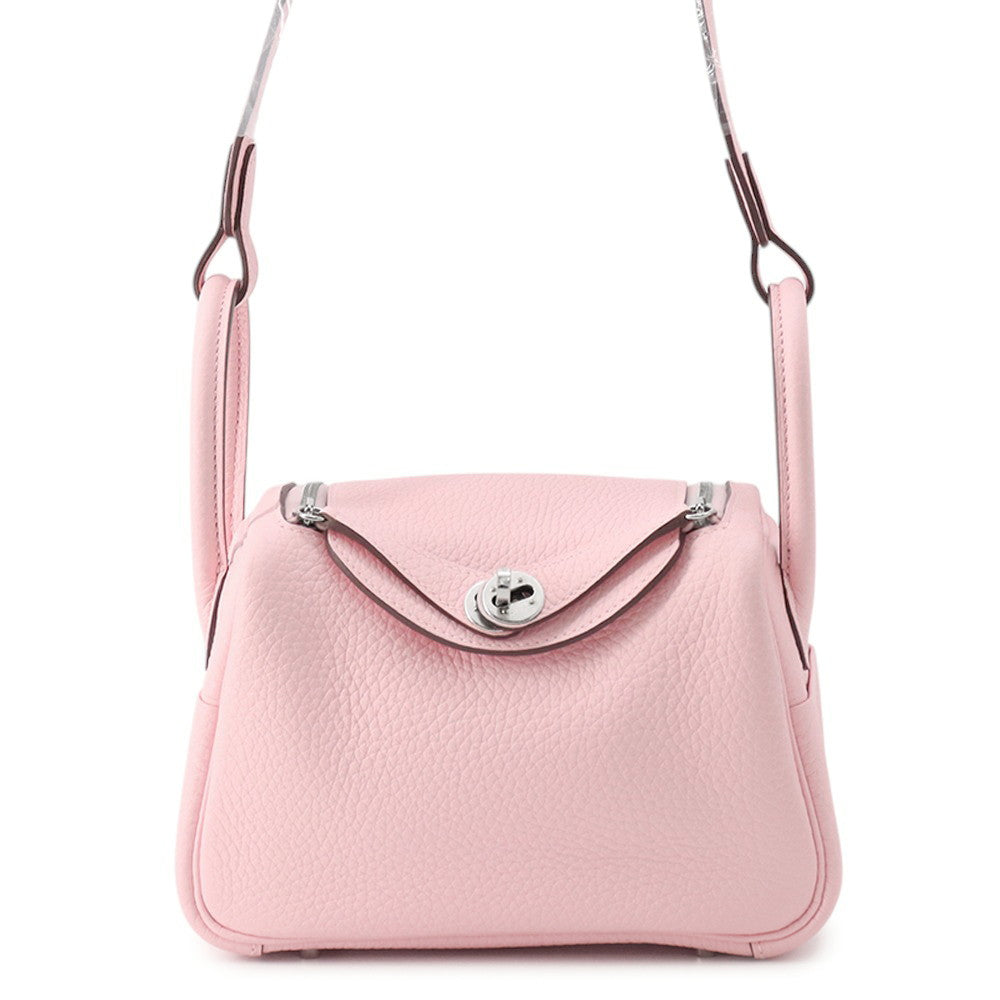 HERMES Lindy Verso Rose Sakura/Grisper Taurillon Clemence Size Mini