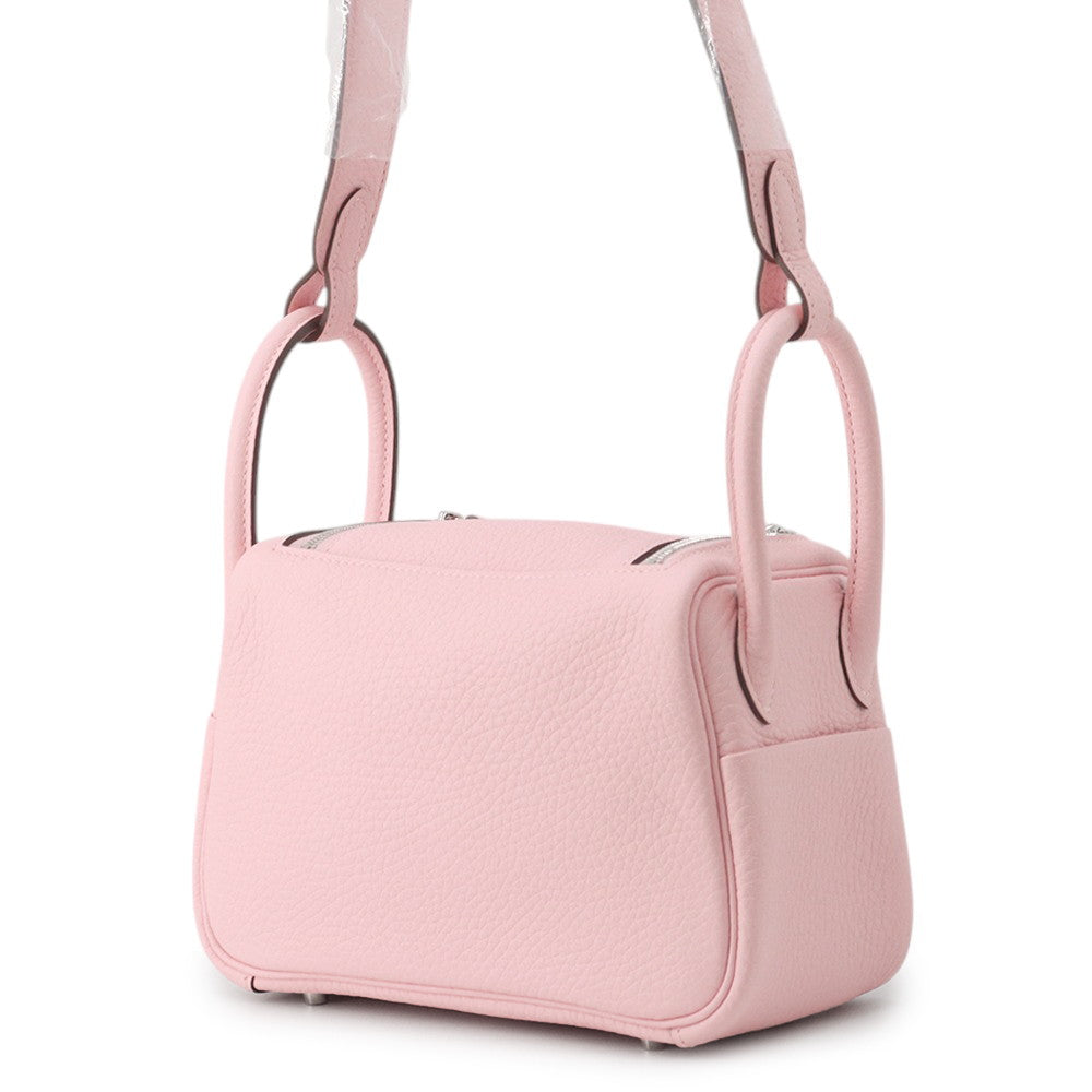 HERMES Lindy Verso Rose Sakura/Grisper Taurillon Clemence Size Mini