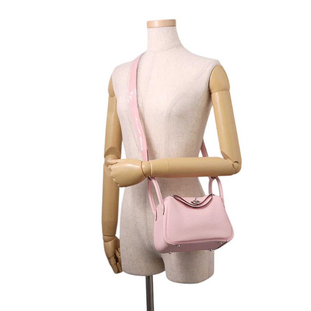 HERMES Lindy Verso Rose Sakura/Grisper Taurillon Clemence Size Mini