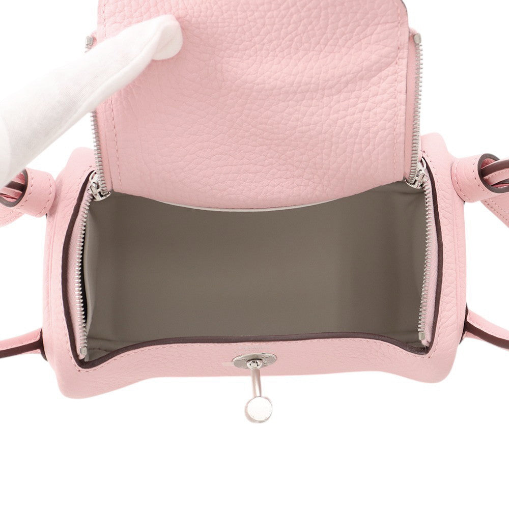 HERMES Lindy Verso Rose Sakura/Grisper Taurillon Clemence Size Mini