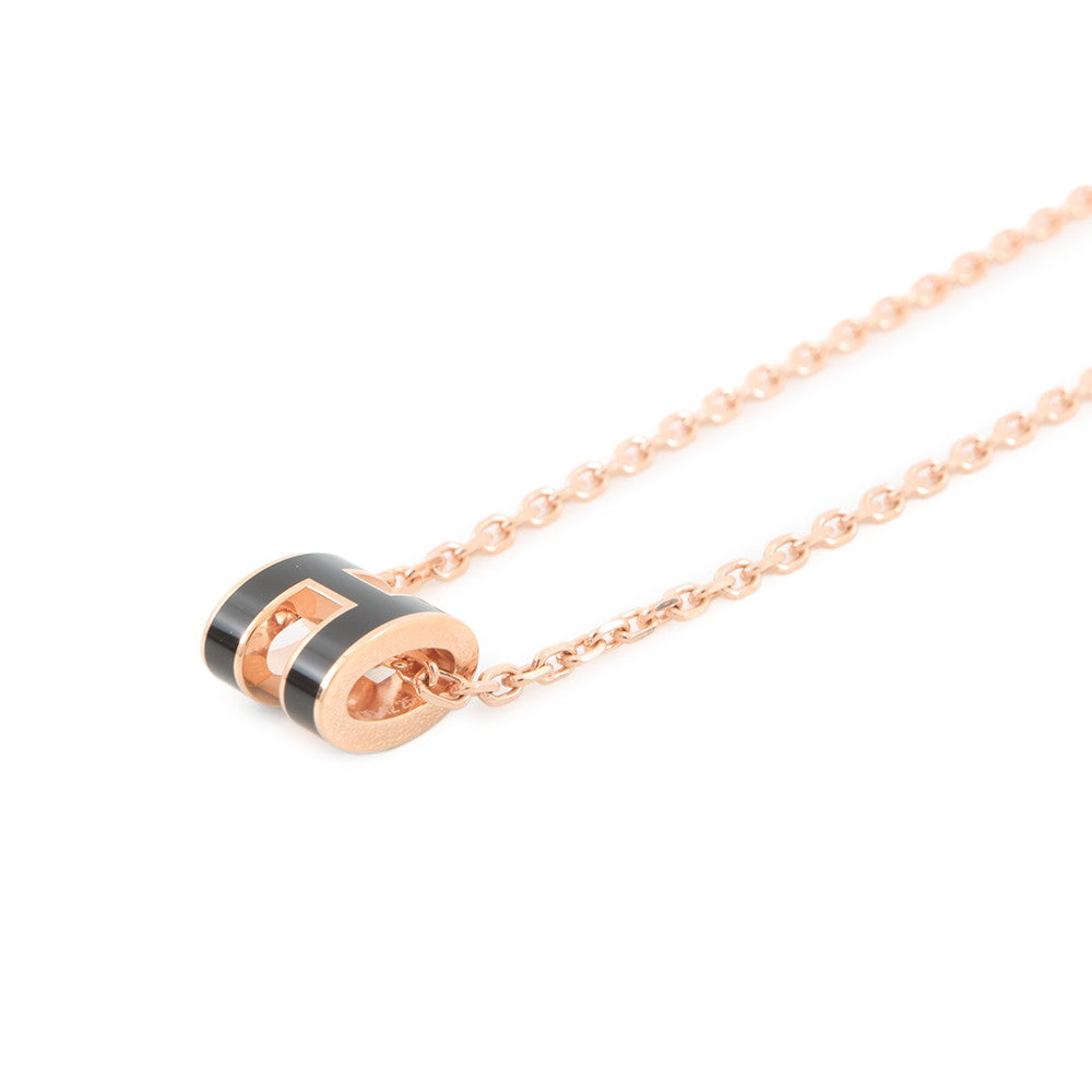 HERMES Pop Ash Necklace Size Mini Black Metal Lacquer