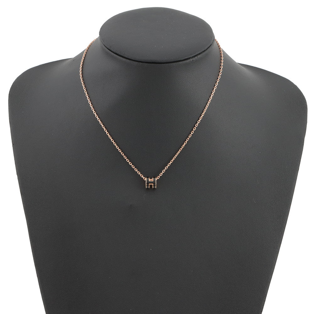 HERMES Pop Ash Necklace Size Mini Black Metal Lacquer