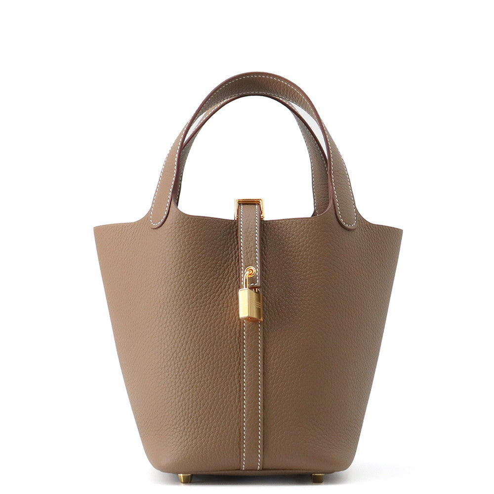 HERMES Picotin Padlock Etoupe Taurillon Clemence Size PM