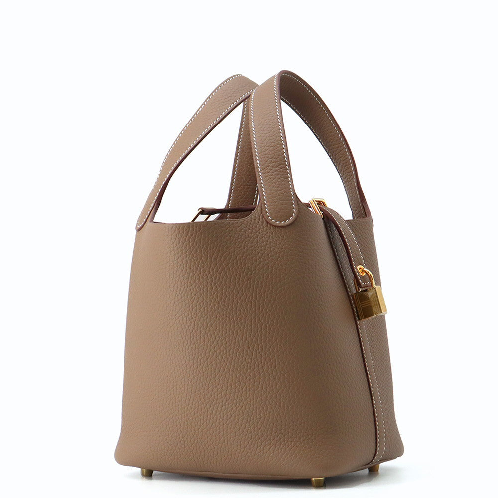 HERMES Picotin Padlock Etoupe Taurillon Clemence Size PM