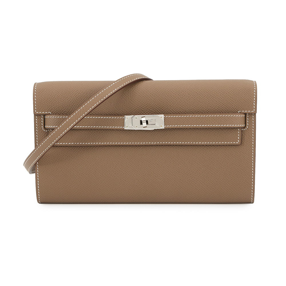 HERMES Kelly wallet long to go Etoupe Epsom