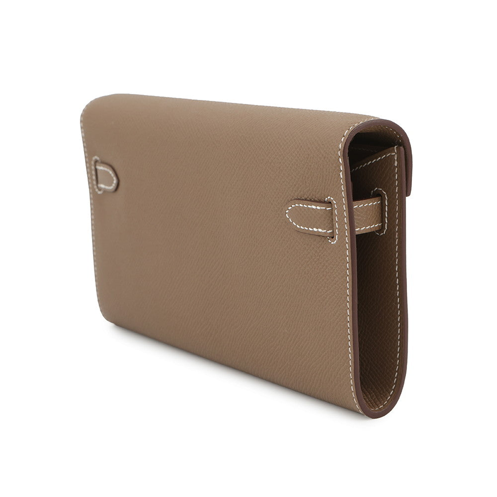 HERMES Kelly wallet long to go Etoupe Epsom