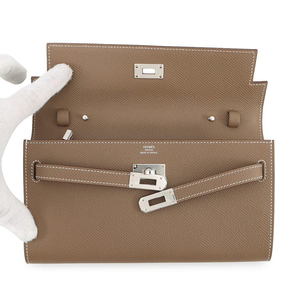 HERMES Kelly wallet long to go Etoupe Epsom