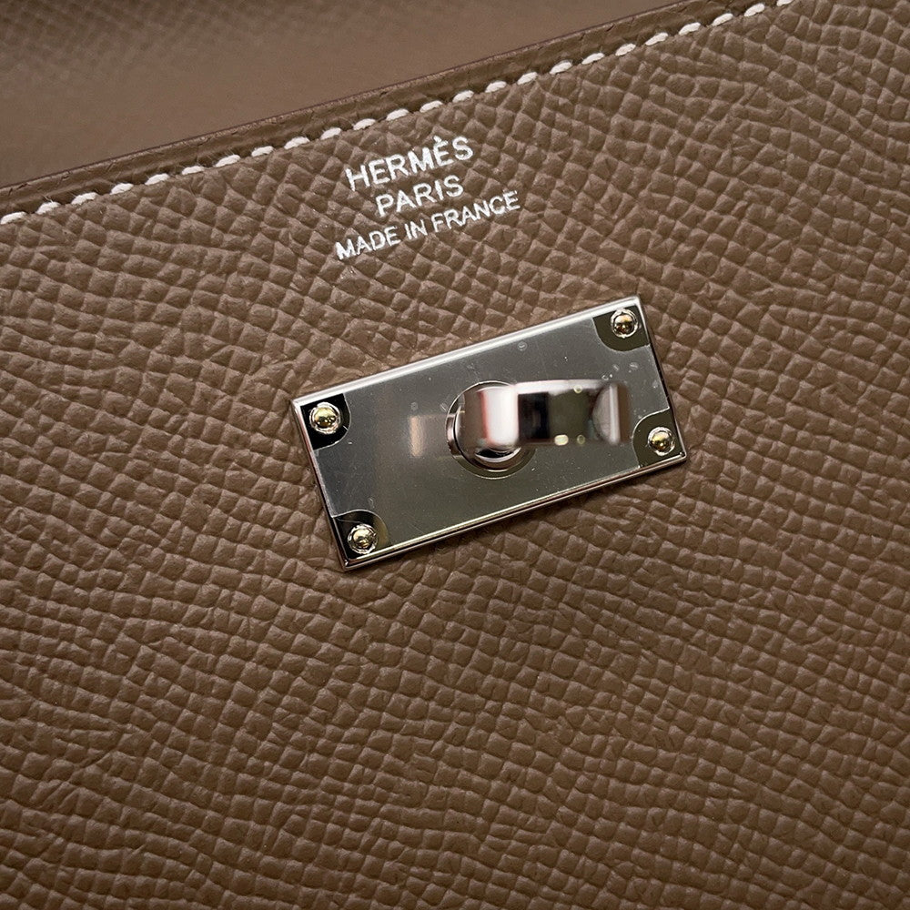 HERMES Kelly wallet long to go Etoupe Epsom