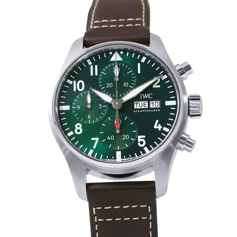 IWC Pilot watch Chronograph 41 W41mm Stainless Steel Leather Green DialIW388103
