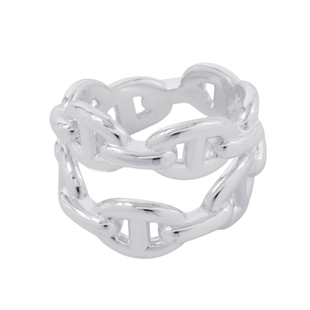 HERMES Chaine d'Ancre Double Row Ring Size 50/#10 SV925