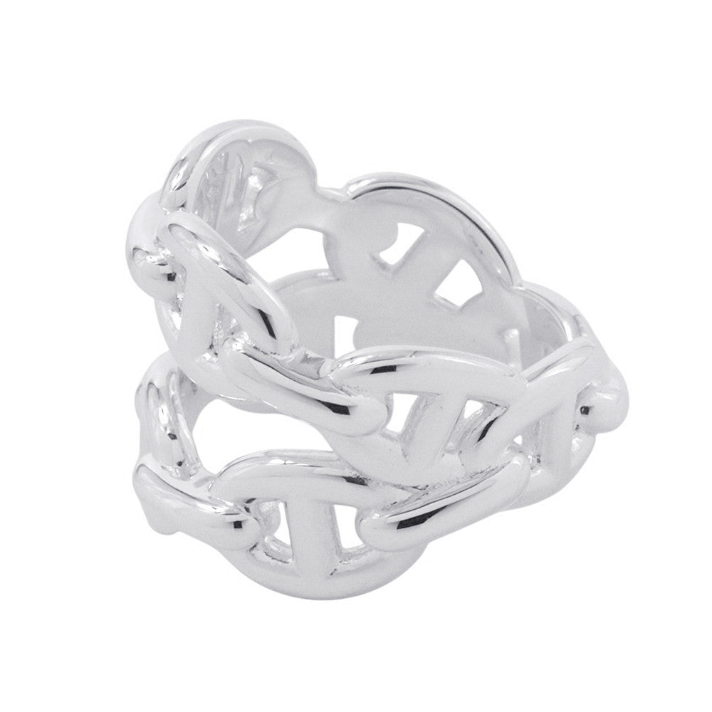 HERMES Chaine d'Ancre Double Row Ring Size 50/#10 SV925