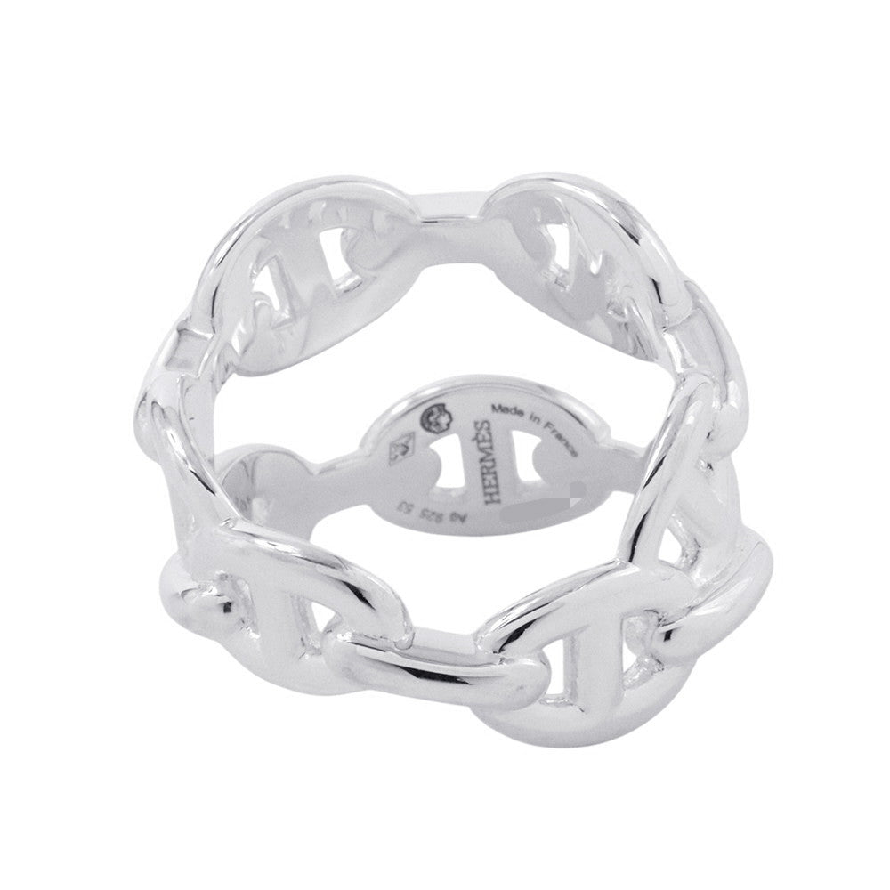 HERMES Chaine d'Ancre Double Row Ring Size 53/#13 SV925