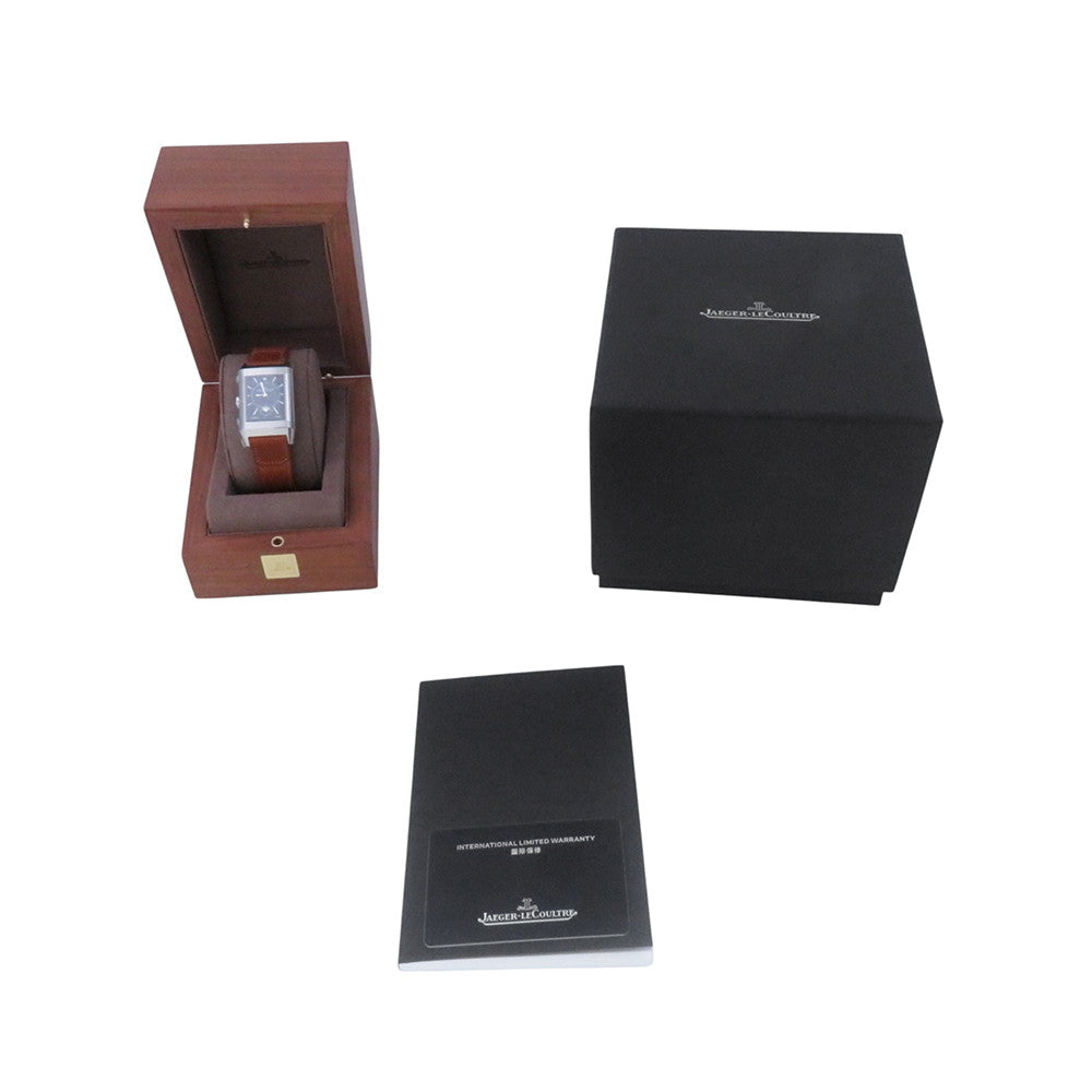 JAEGER-LE COULTRE Reverso Classic Duo Small Second H47mmxW28.3mm Stainless Steel Leather Silver/Black DialQ3848423