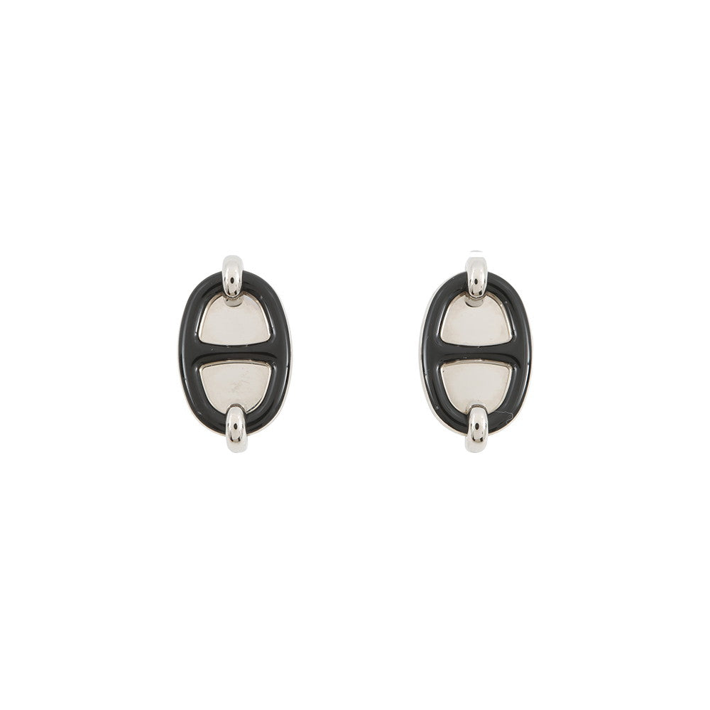 HERMES Mini Maillon Black Enamel Metal