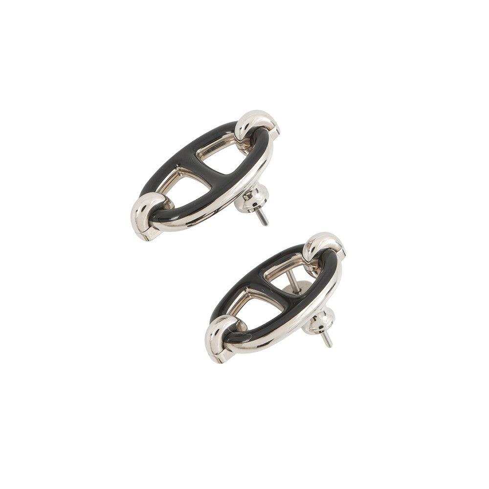 HERMES Mini Maillon Black Enamel Metal