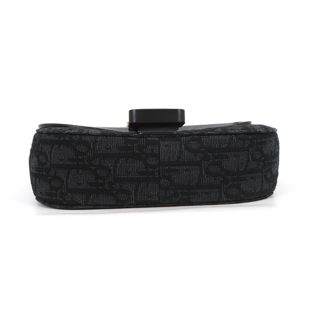 Dior Oblique Saddle Flap Messenger Bag Black2ADCA435YKS_H03E Canvas Calf Leather Size Mini