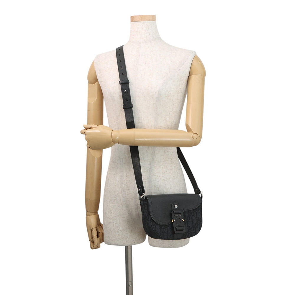 Dior Oblique Saddle Flap Messenger Bag Black2ADCA435YKS_H03E Canvas Calf Leather Size Mini