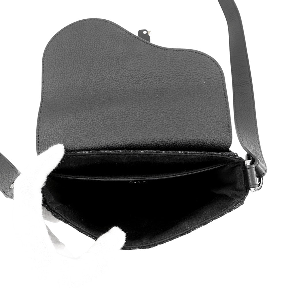 Dior Oblique Saddle Flap Messenger Bag Black2ADCA435YKS_H03E Canvas Calf Leather Size Mini