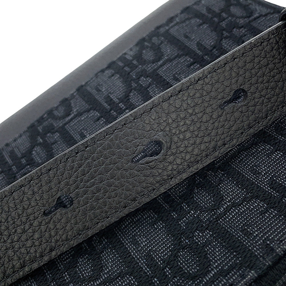 Dior Oblique Saddle Flap Messenger Bag Black2ADCA435YKS_H03E Canvas Calf Leather Size Mini