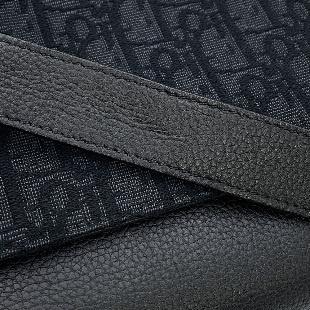 Dior Oblique Saddle Flap Messenger Bag Black2ADCA435YKS_H03E Canvas Calf Leather Size Mini