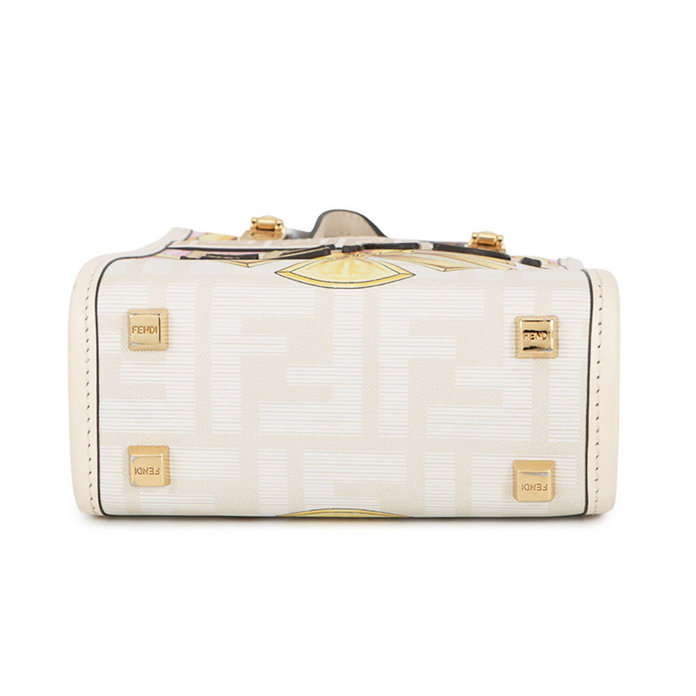 FENDI Fendace Sunshine Shopper White/Yellow8BS051 Leather Size Mini