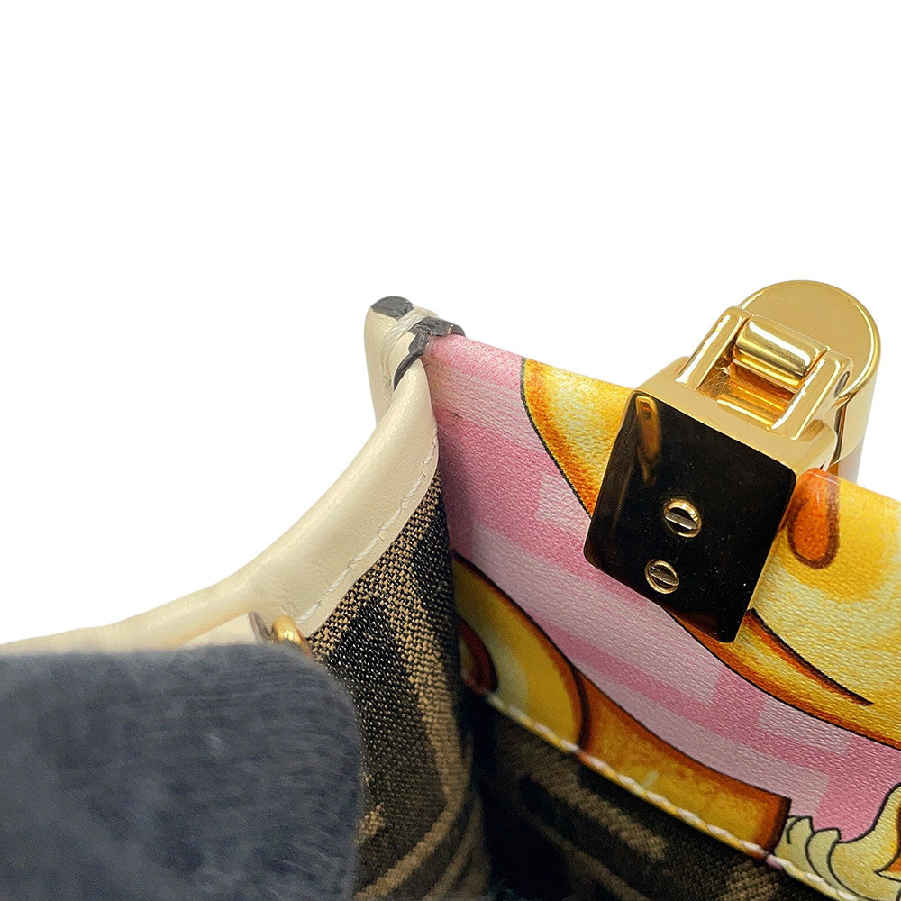 FENDI Fendace Sunshine Shopper White/Yellow8BS051 Leather Size Mini